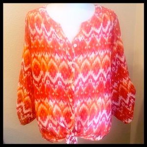 AGB Pink & Orange Button down shirt 1X